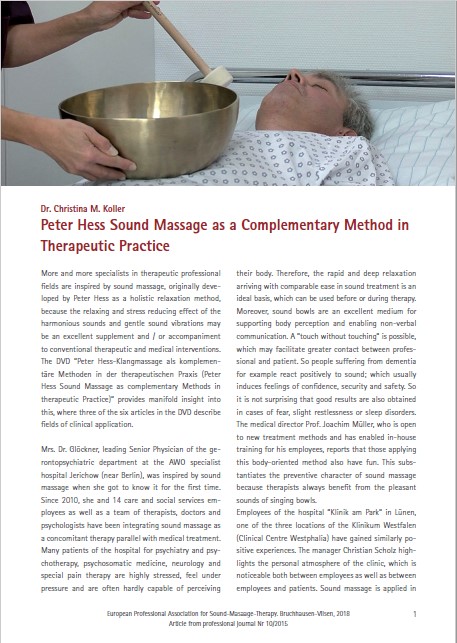 Peter Hess Sound Massage as a Complementary Method in Therapeutic Practice